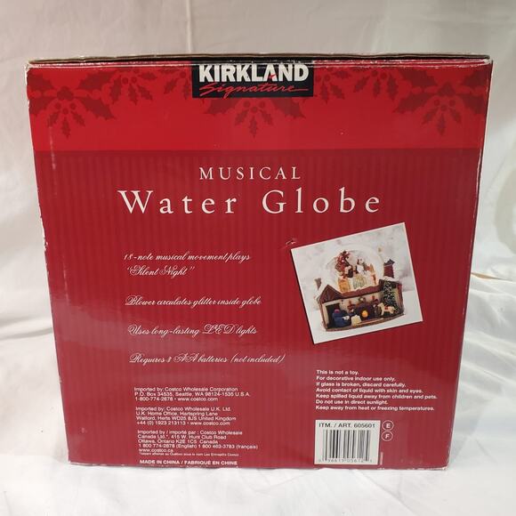 Kirkland Signature Musical Waterglobe w/ Revolving Base  Kirkland Christmas Wind-up Musical Moving Snow Waterglobe Light-up VTG #605601